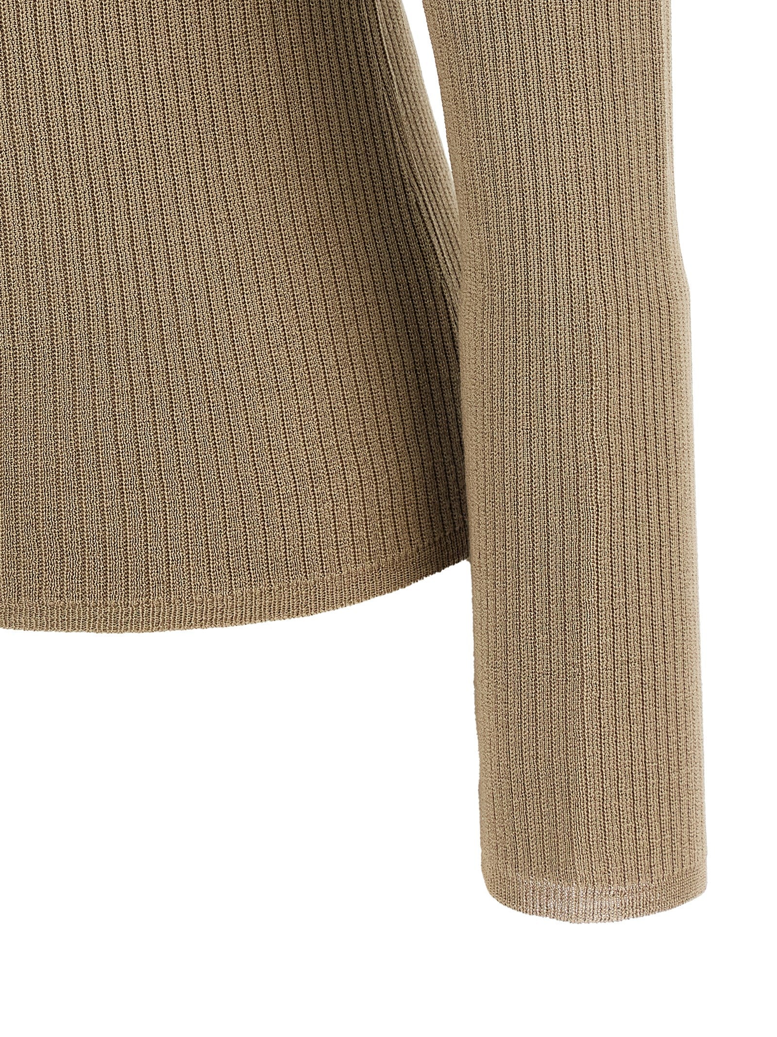 Beige Seidenstrickjacke