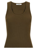 Ärmelloses Bicolor-Viskose-T-Shirt