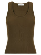 Ärmelloses Bicolor-Viskose-T-Shirt
