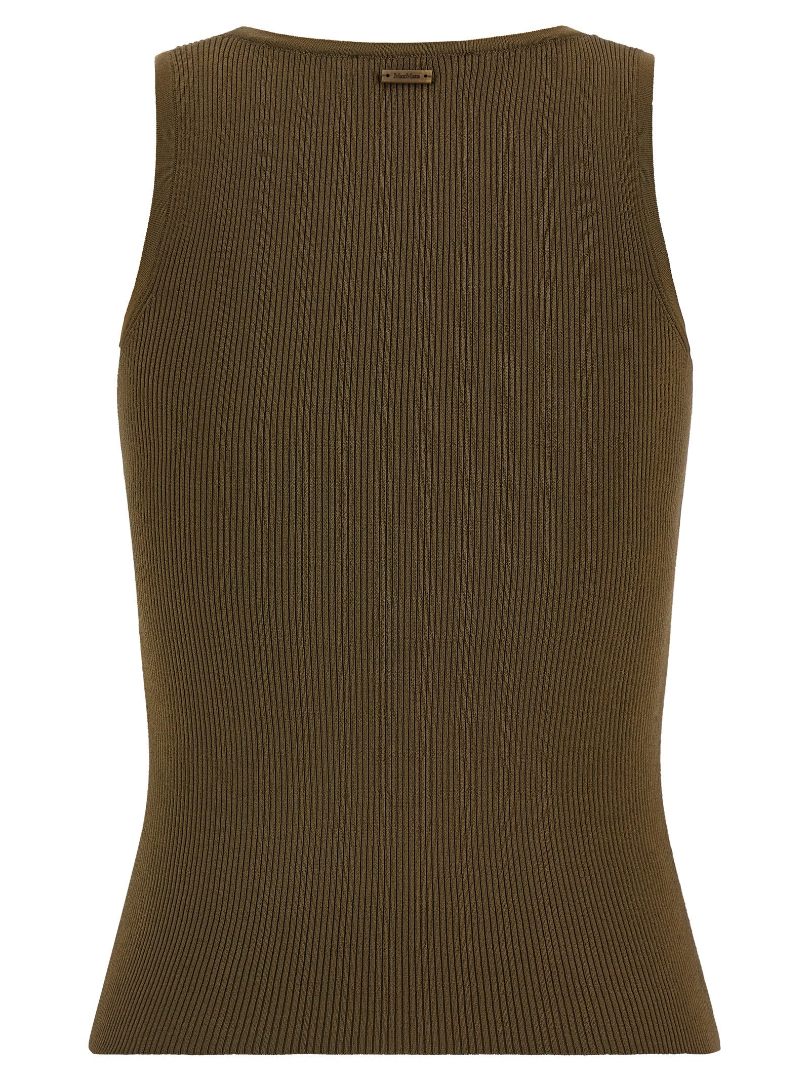 Ärmelloses Bicolor-Viskose-T-Shirt