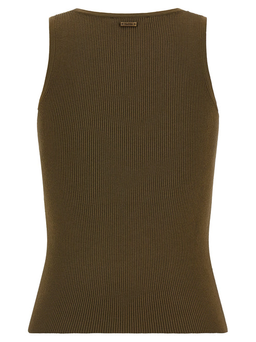Ärmelloses Bicolor-Viskose-T-Shirt