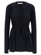 Blauer Lyocell-Strickjacke