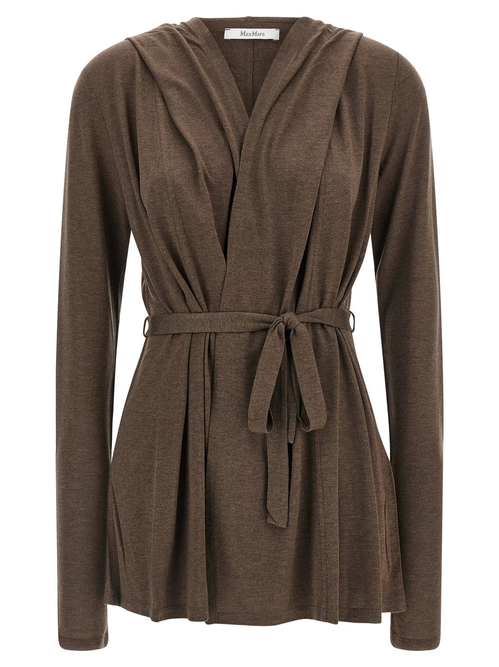 Brauner Lyocell-Strickjacke