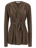 Brauner Lyocell-Strickjacke