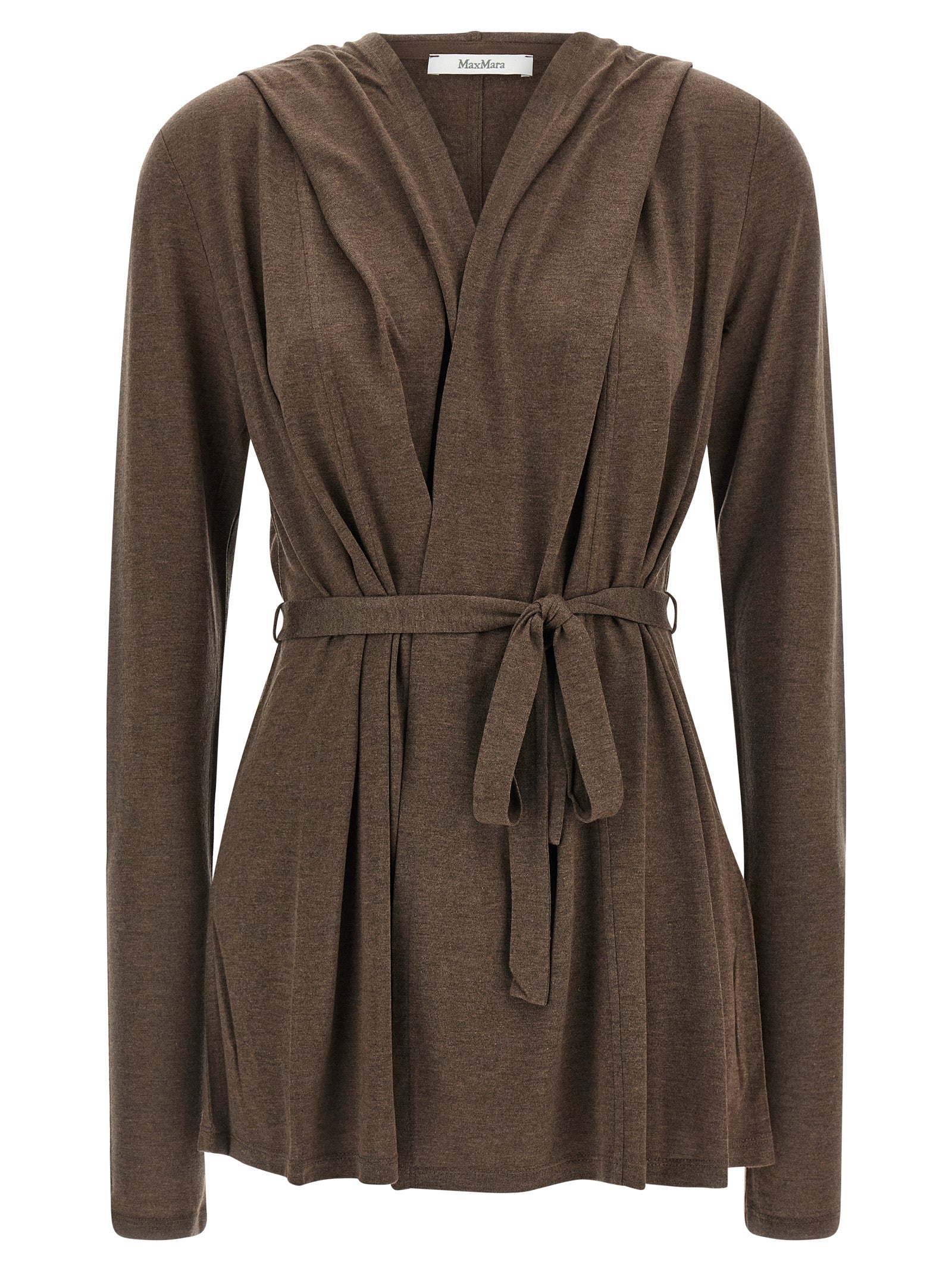 Brauner Lyocell-Strickjacke