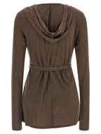 Brauner Lyocell-Strickjacke