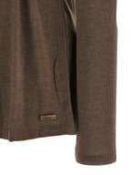 Brauner Lyocell-Strickjacke