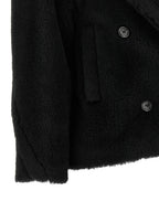 Schwarzer Mantel aus Alpaka und Leder