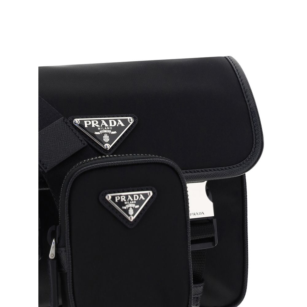 Schwarze Schultertasche aus Polyamid