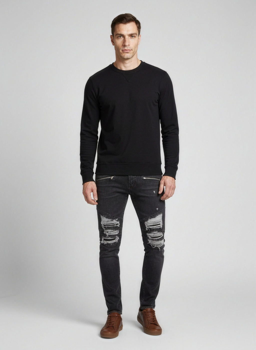 Schwarze Baumwoll-Jeans im Slim Fit