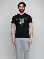 Schwarzes Baumwoll-T-Shirt