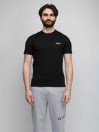Schwarzes Baumwoll-T-Shirt