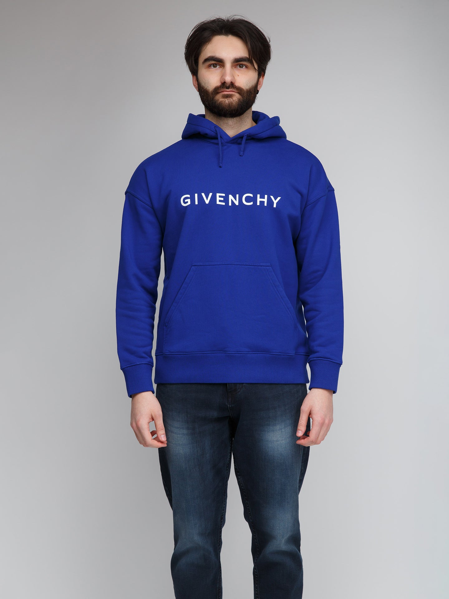 Blauer Baumwoll-Hoodie