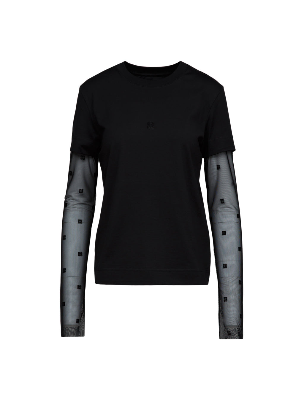 Schwarzes Langarm-T-Shirt aus Baumwolle