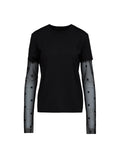 Schwarzes Langarm-T-Shirt aus Baumwolle
