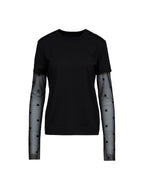 Schwarzes Langarm-T-Shirt aus Baumwolle
