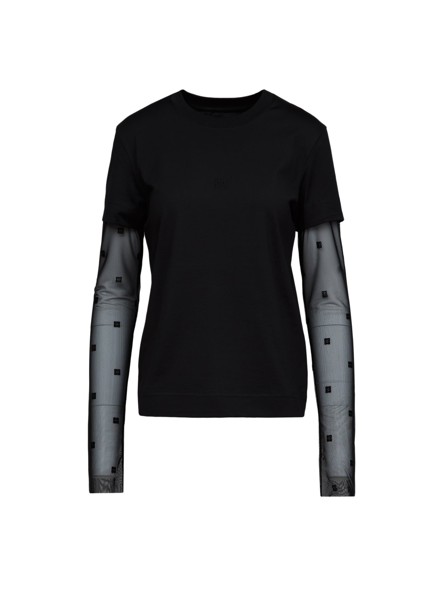 Schwarzes Langarm-T-Shirt aus Baumwolle