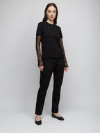 Schwarzes Langarm-T-Shirt aus Baumwolle