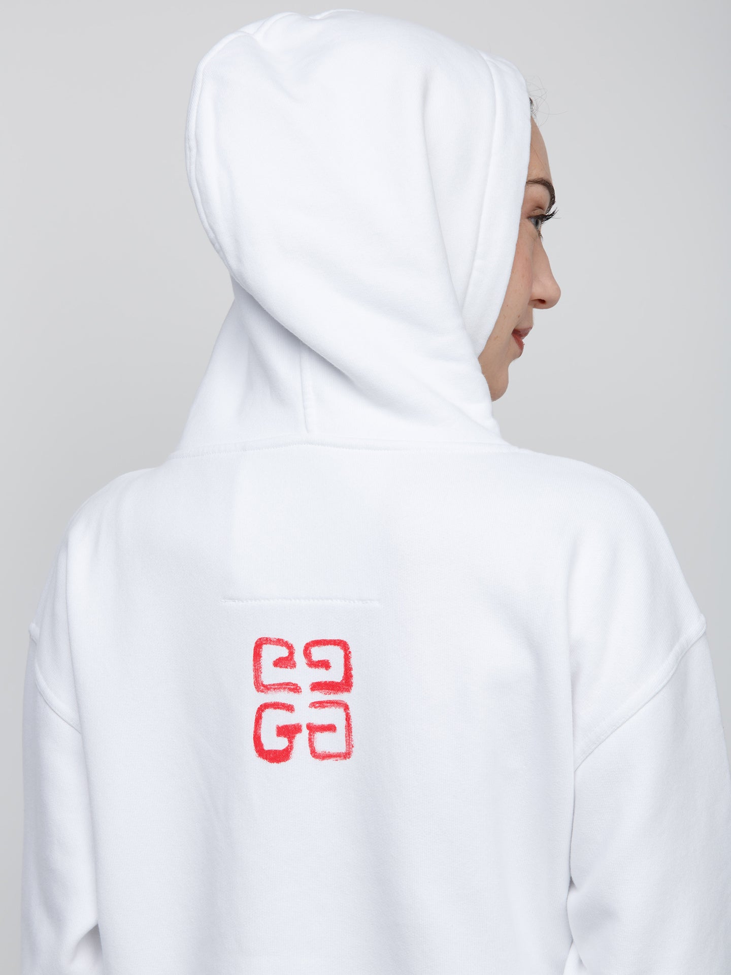 Weiße Baumwoll-Kapuzenpullover