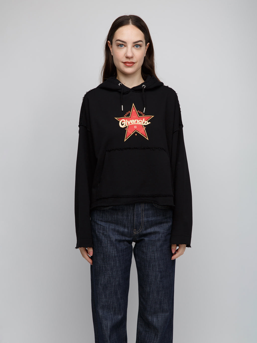 Schwarzer Baumwoll-Hoodie