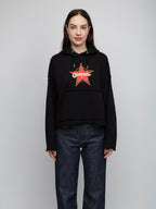 Schwarzer Baumwoll-Hoodie