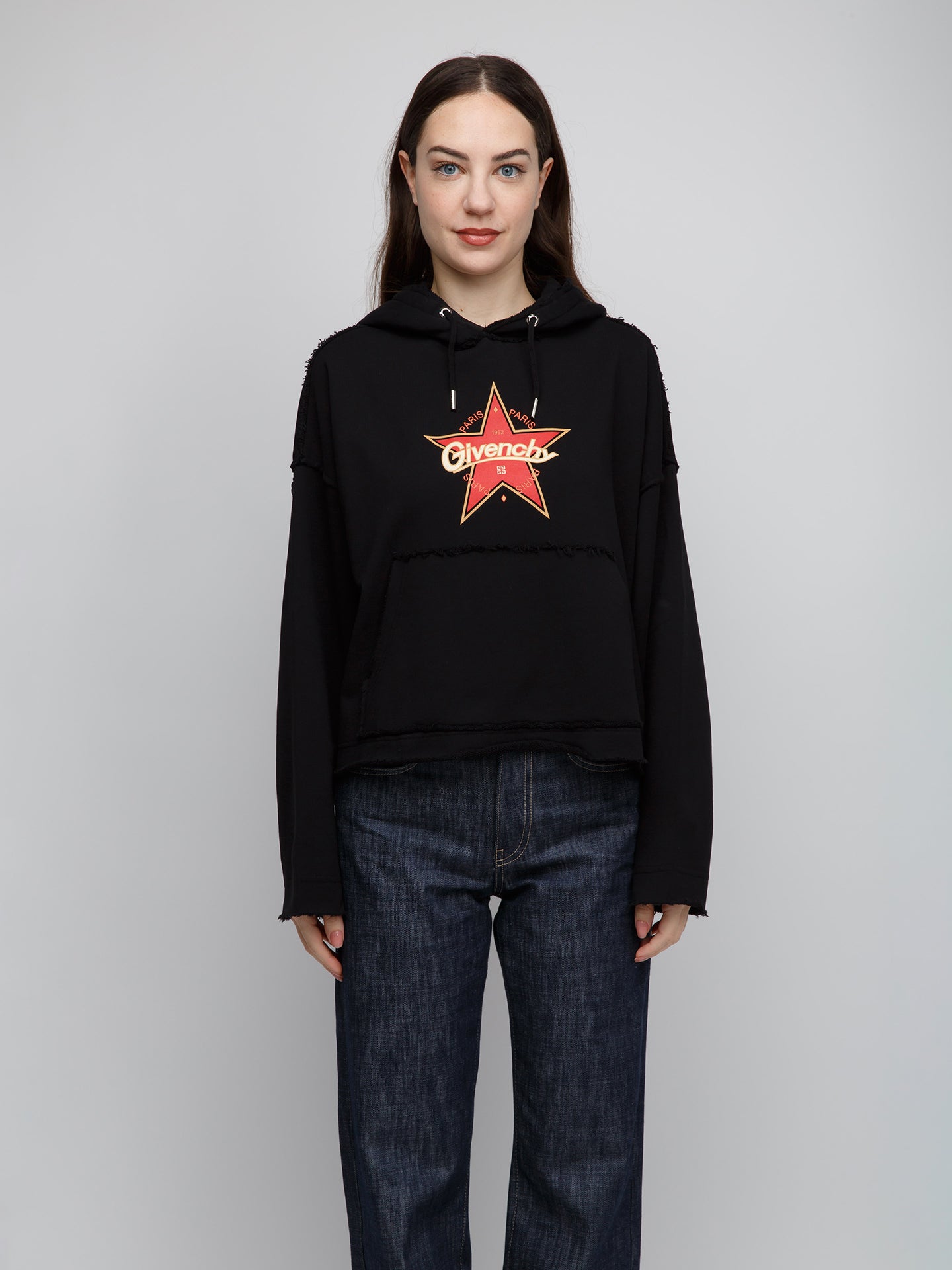 Schwarzer Baumwoll-Hoodie