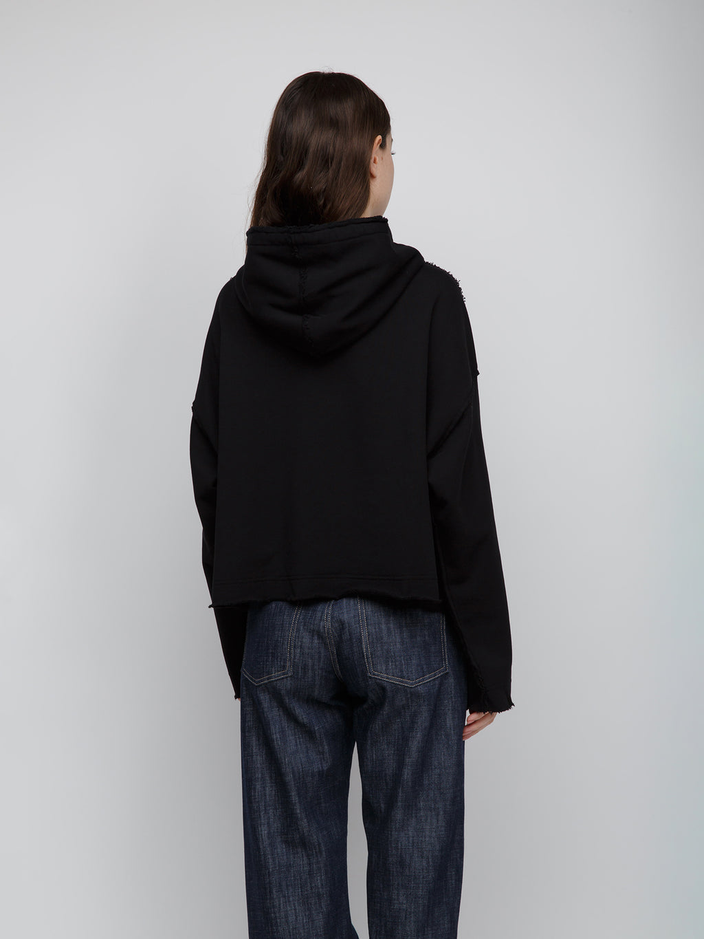 Schwarzer Baumwoll-Hoodie
