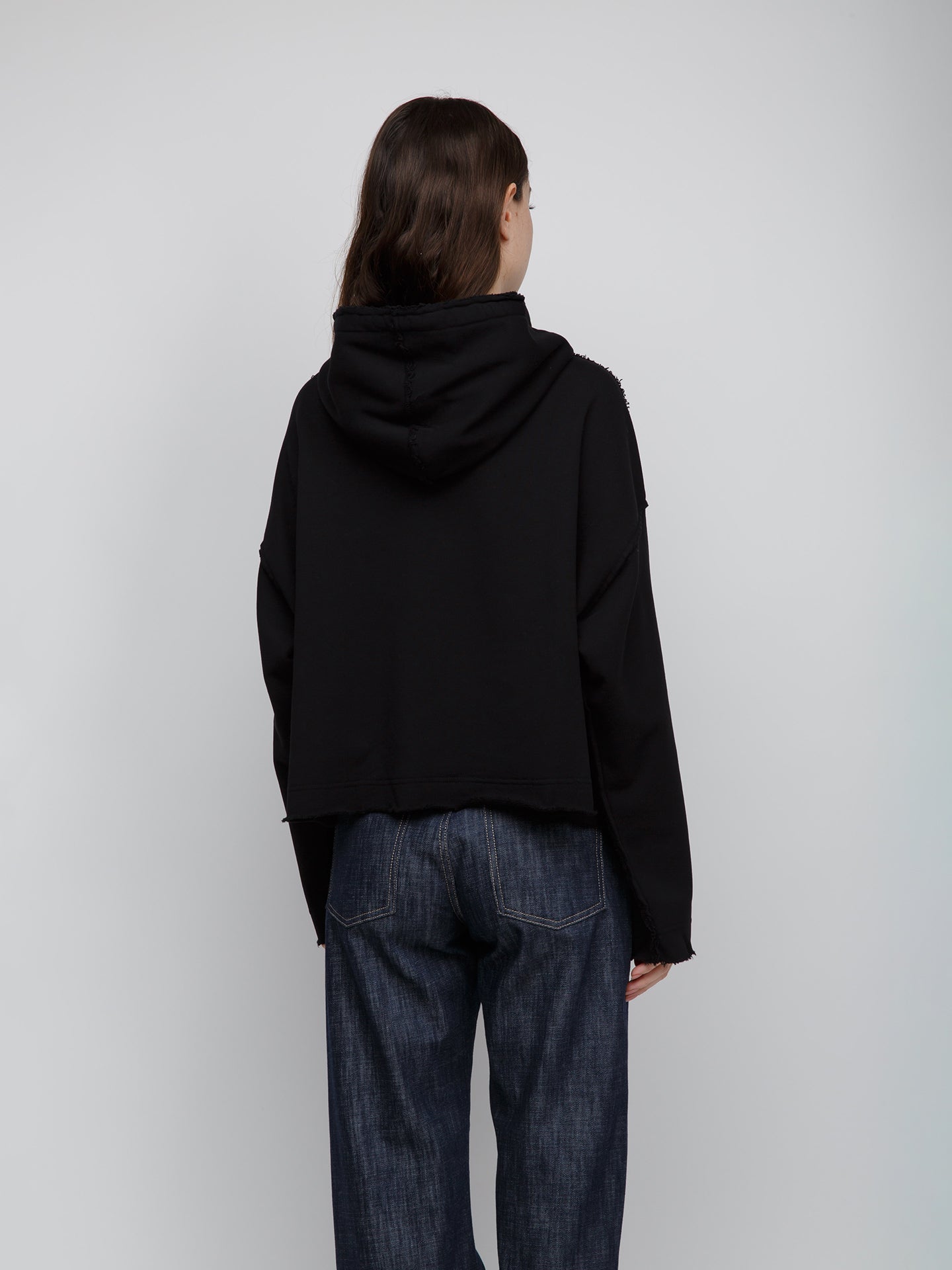 Schwarzer Baumwoll-Hoodie