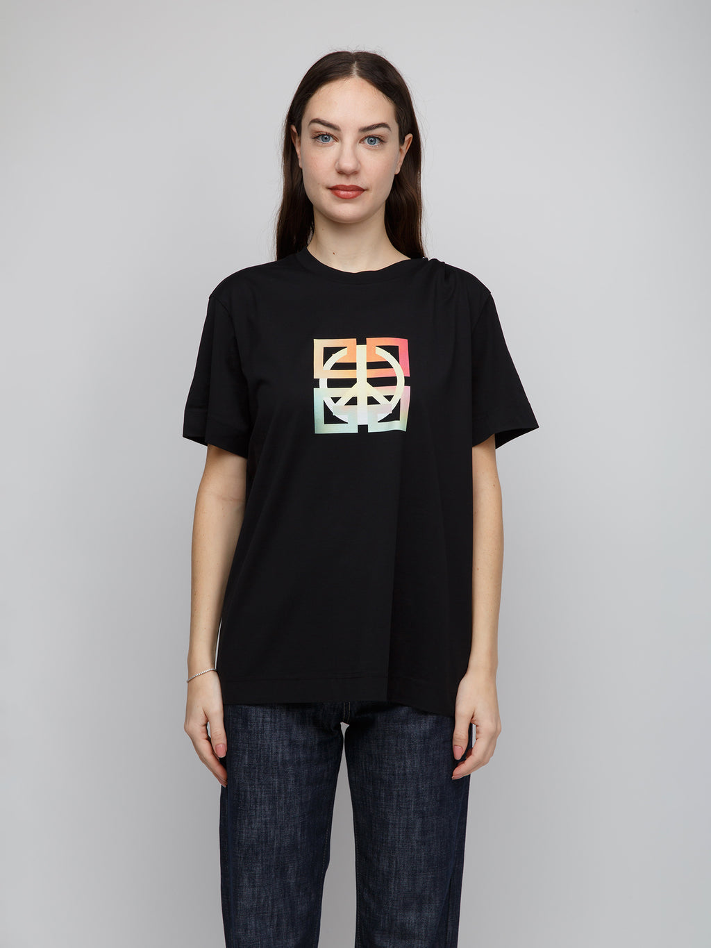 Schwarzes Baumwoll-T-Shirt