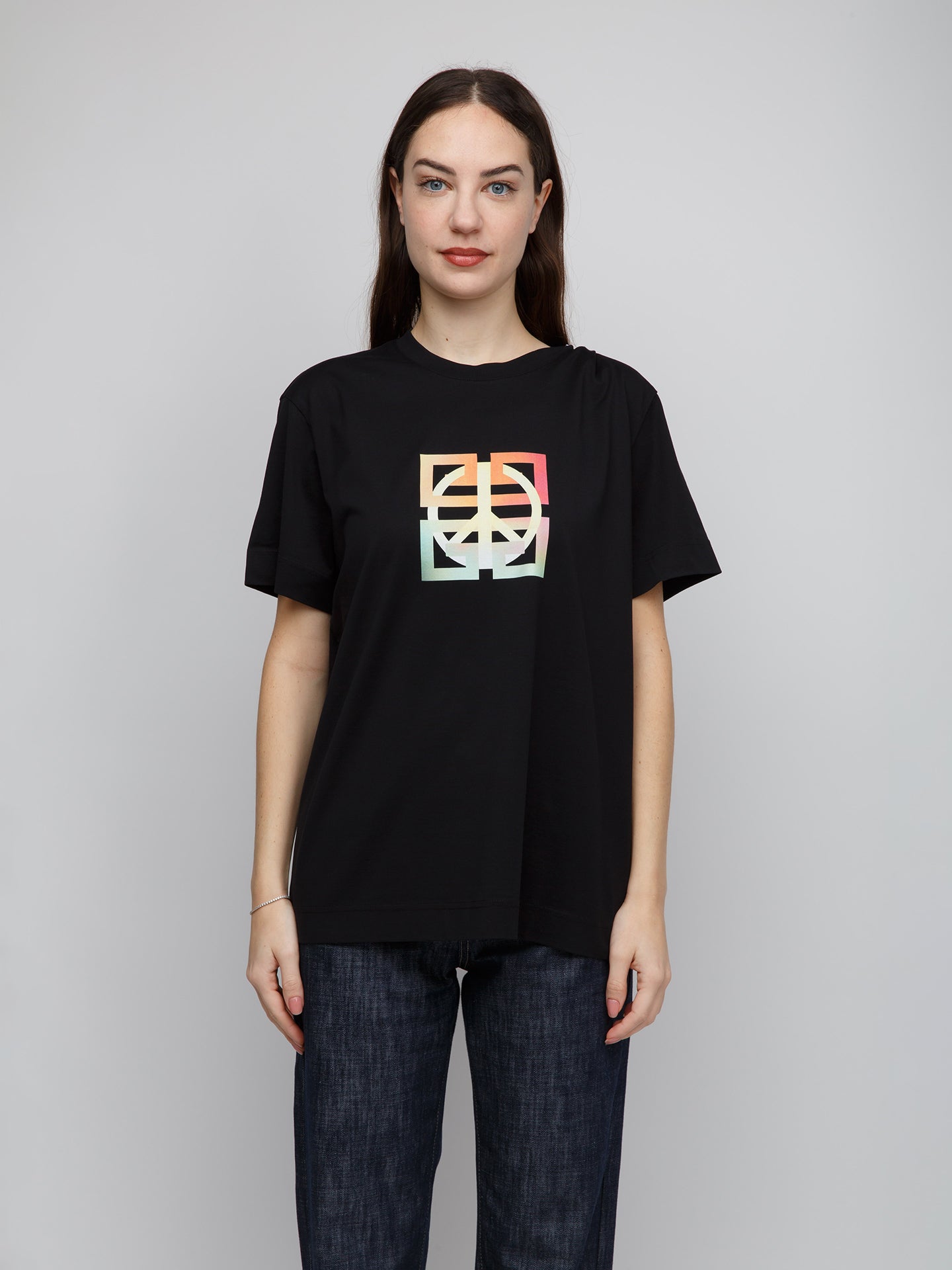 Schwarzes Baumwoll-T-Shirt