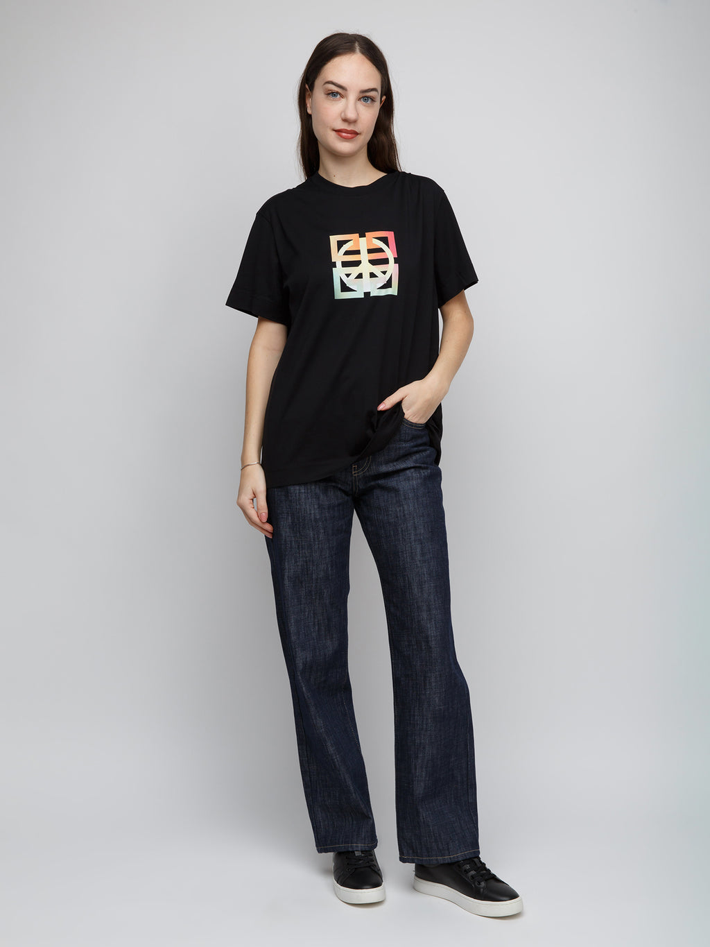 Schwarzes Baumwoll-T-Shirt
