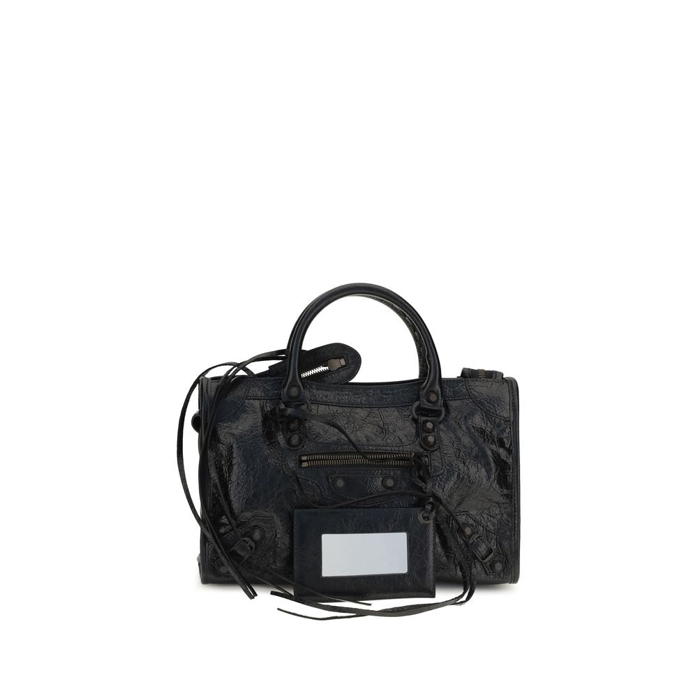 Handtasche aus schwarzem Lammleder (Ovis Aries)