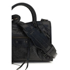 Handtasche aus schwarzem Lammleder (Ovis Aries)