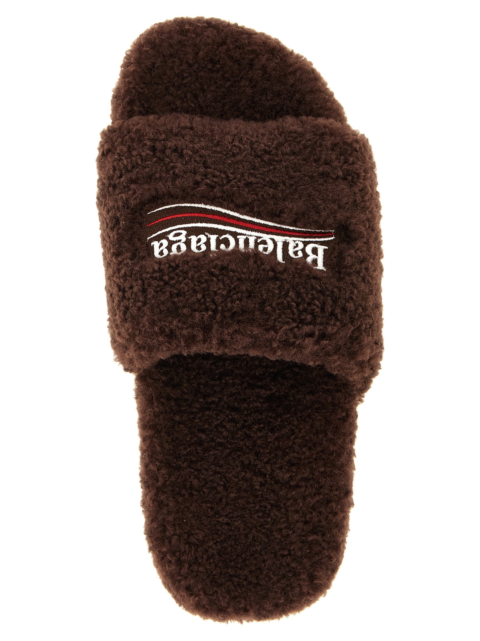 Braune Pantoletten aus Polyester
