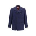 Blauer Wollmantel Oves Aries