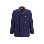 Blauer Wollmantel Oves Aries