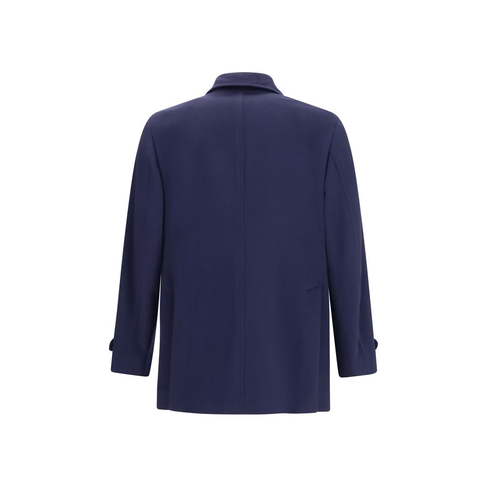 Blauer Wollmantel Oves Aries