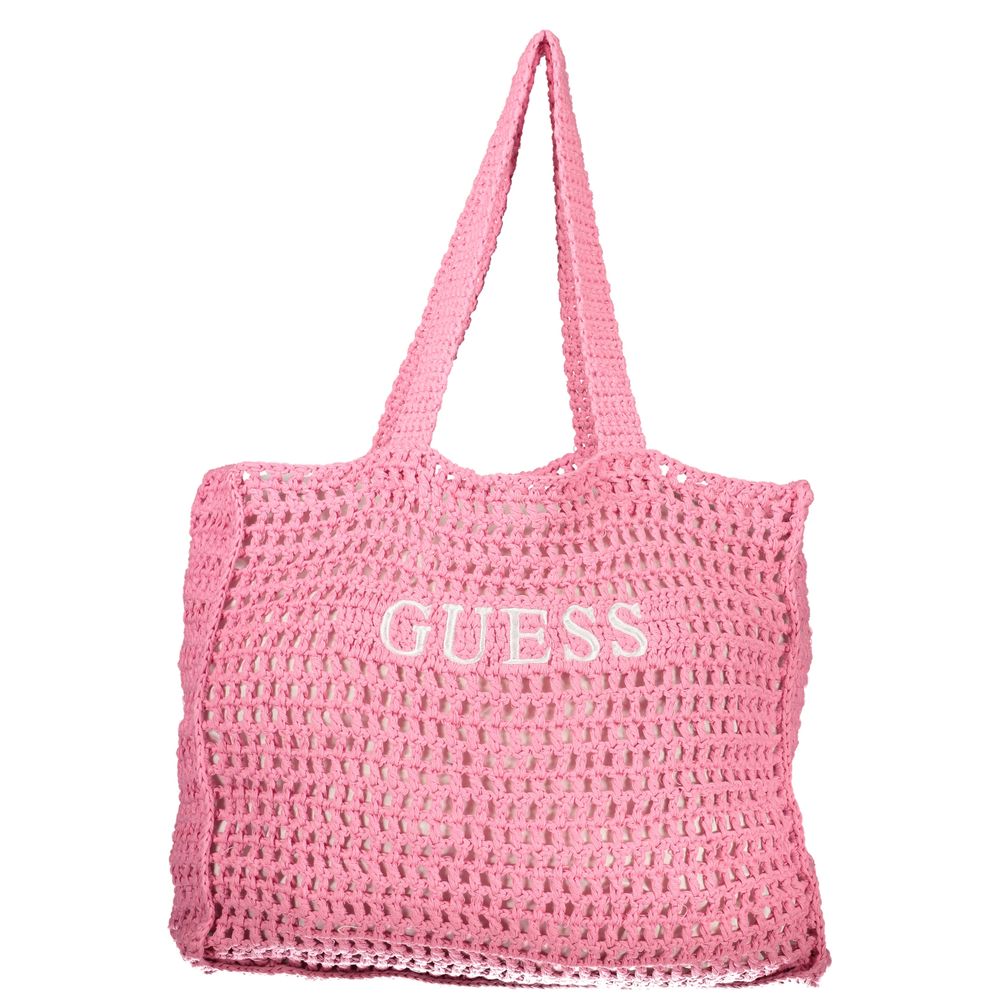 Damen-Schultertasche aus pinkfarbener Baumwolle