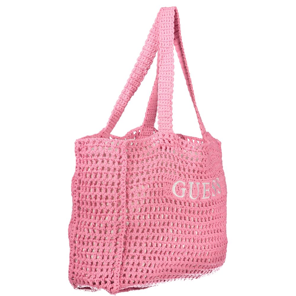 Damen-Schultertasche aus pinkfarbener Baumwolle