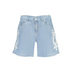 Hellblaue Baumwoll-Shorts für Damen