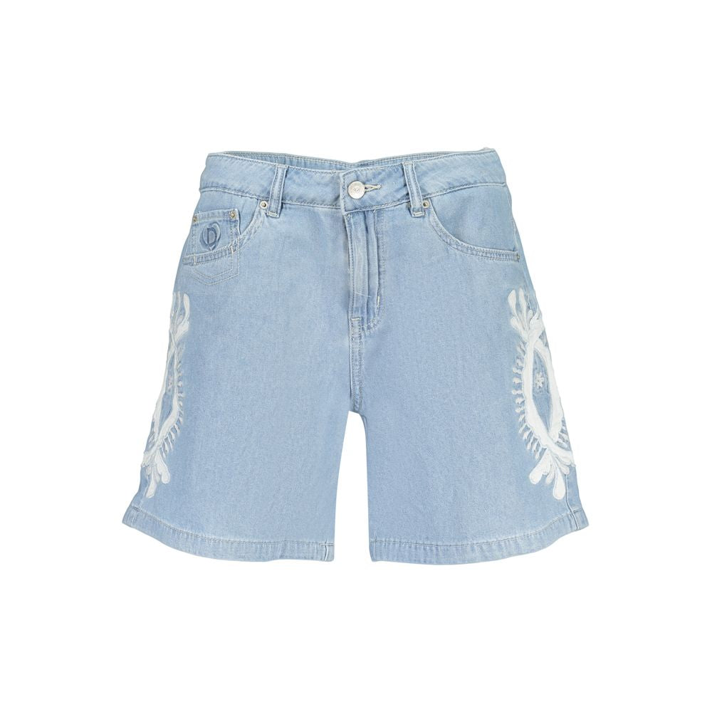 Hellblaue Baumwoll-Shorts für Damen