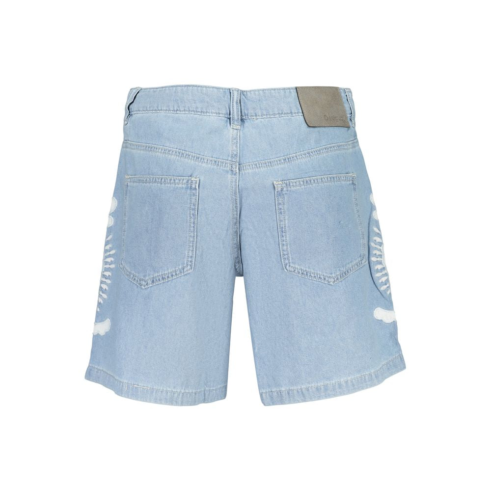 Hellblaue Baumwoll-Shorts für Damen