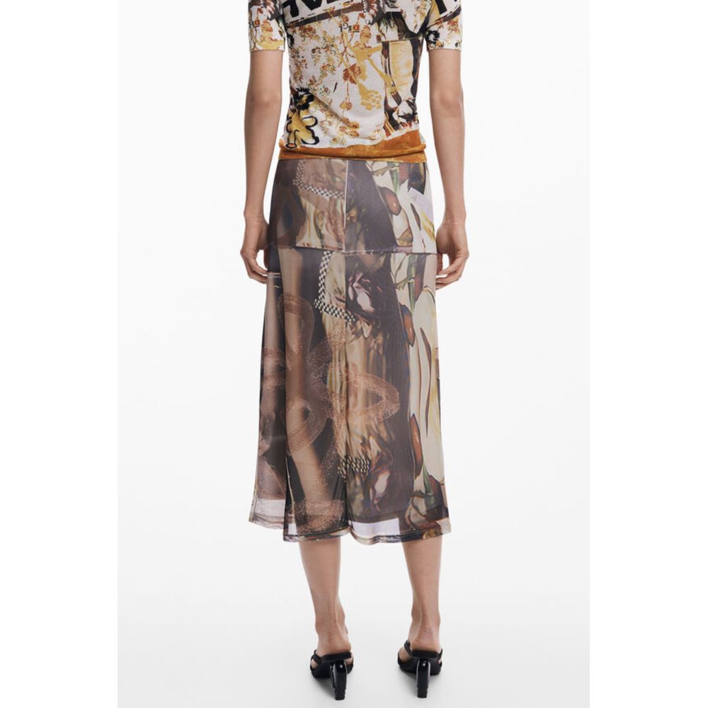 Beiger Midirock aus Polyester