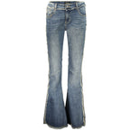 Blaue Baumwoll-Jeans mit ausgestelltem Bein