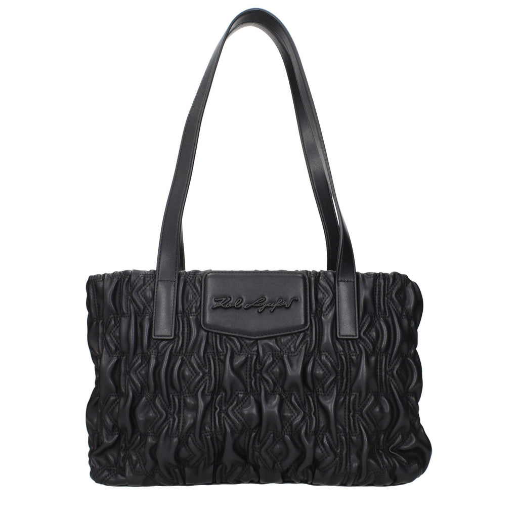 Schwarze Schultertasche aus Polyester