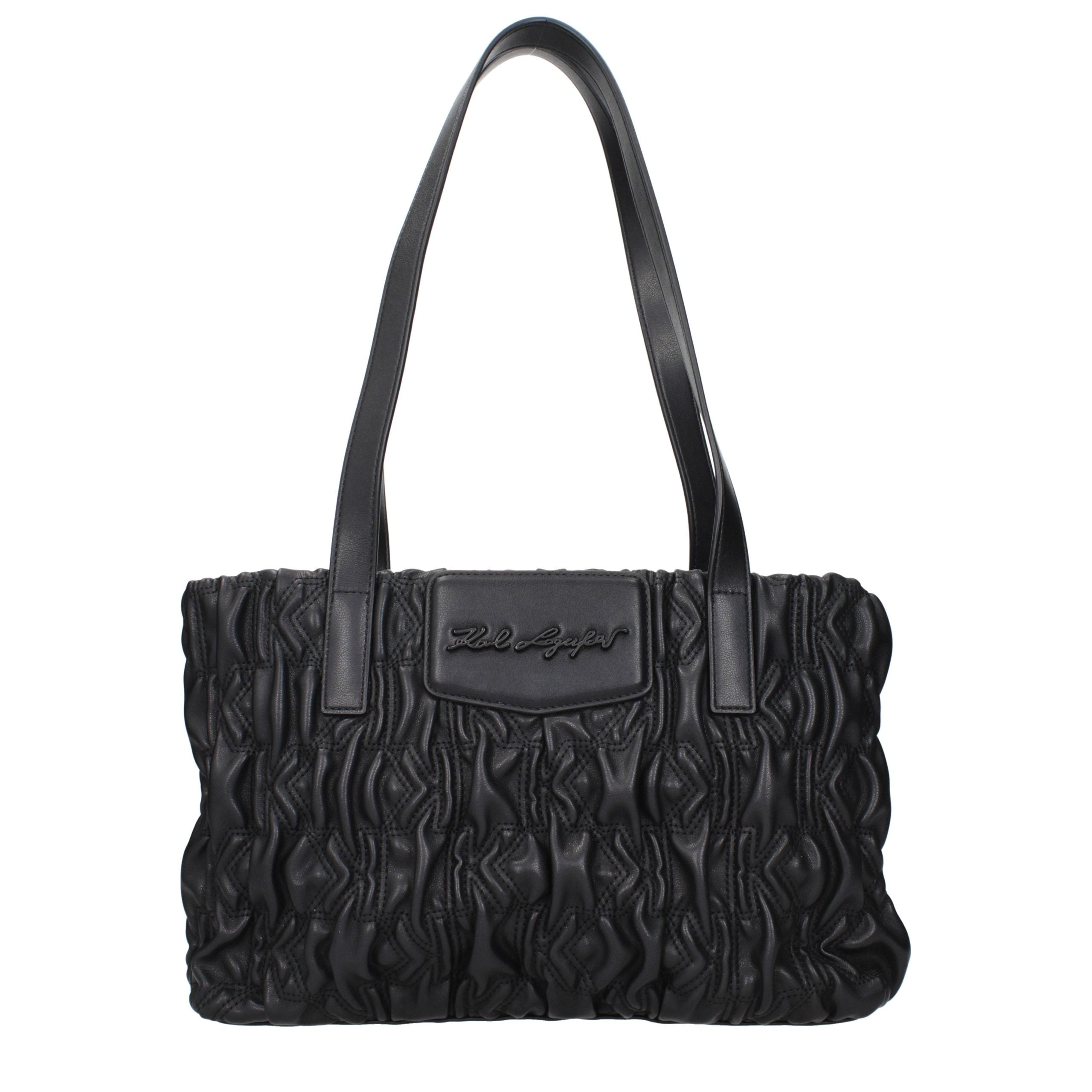 Schwarze Schultertasche aus Polyester