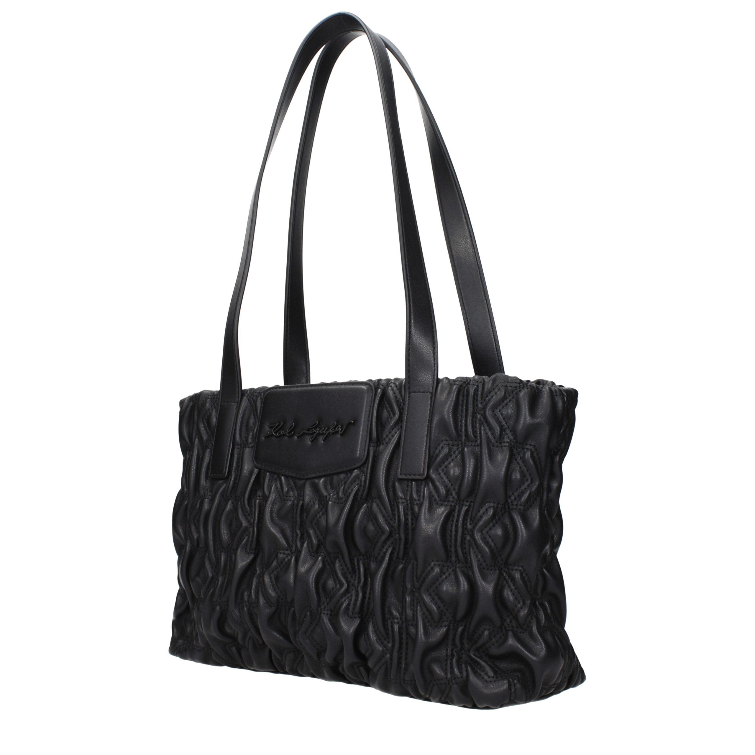 Schwarze Schultertasche aus Polyester