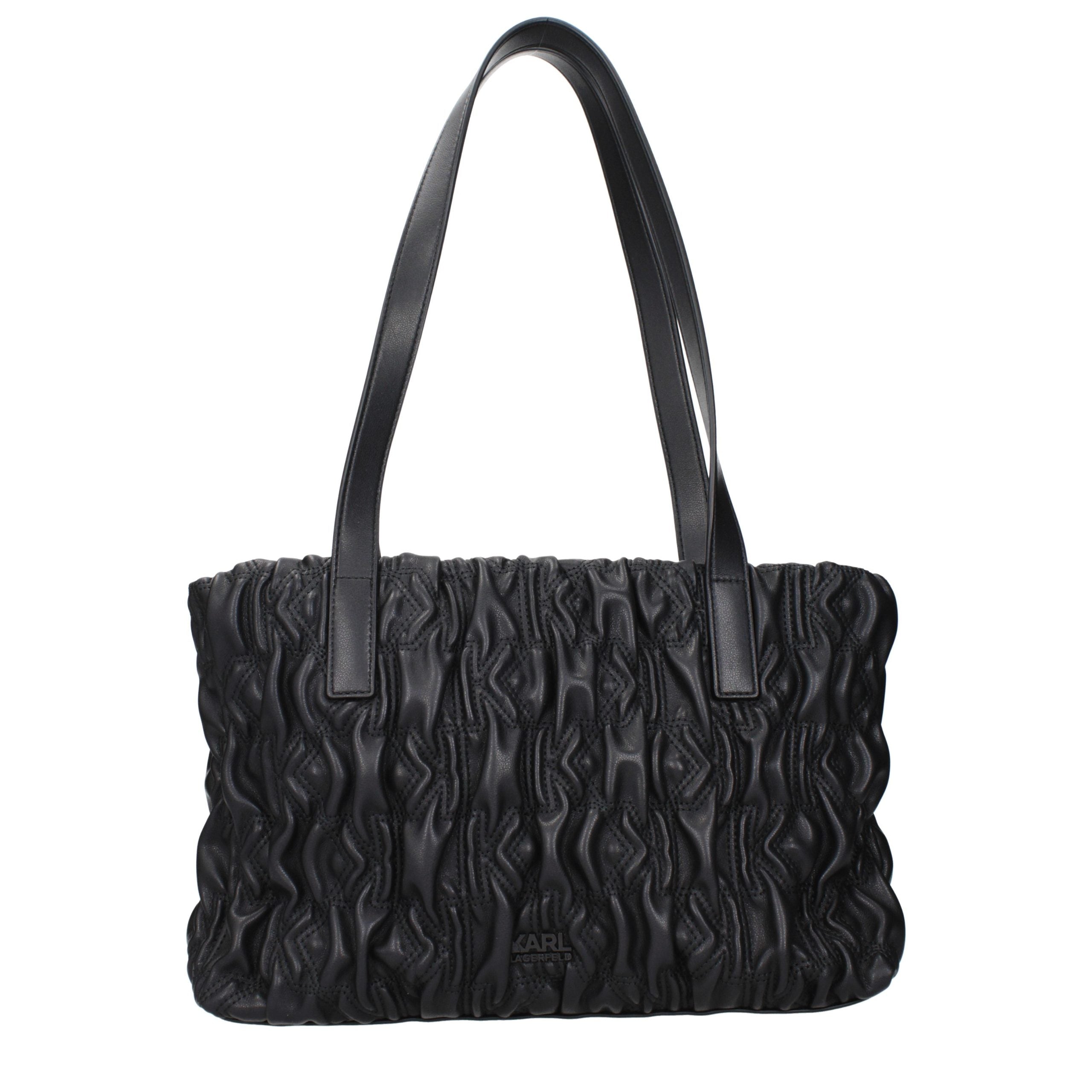 Schwarze Schultertasche aus Polyester