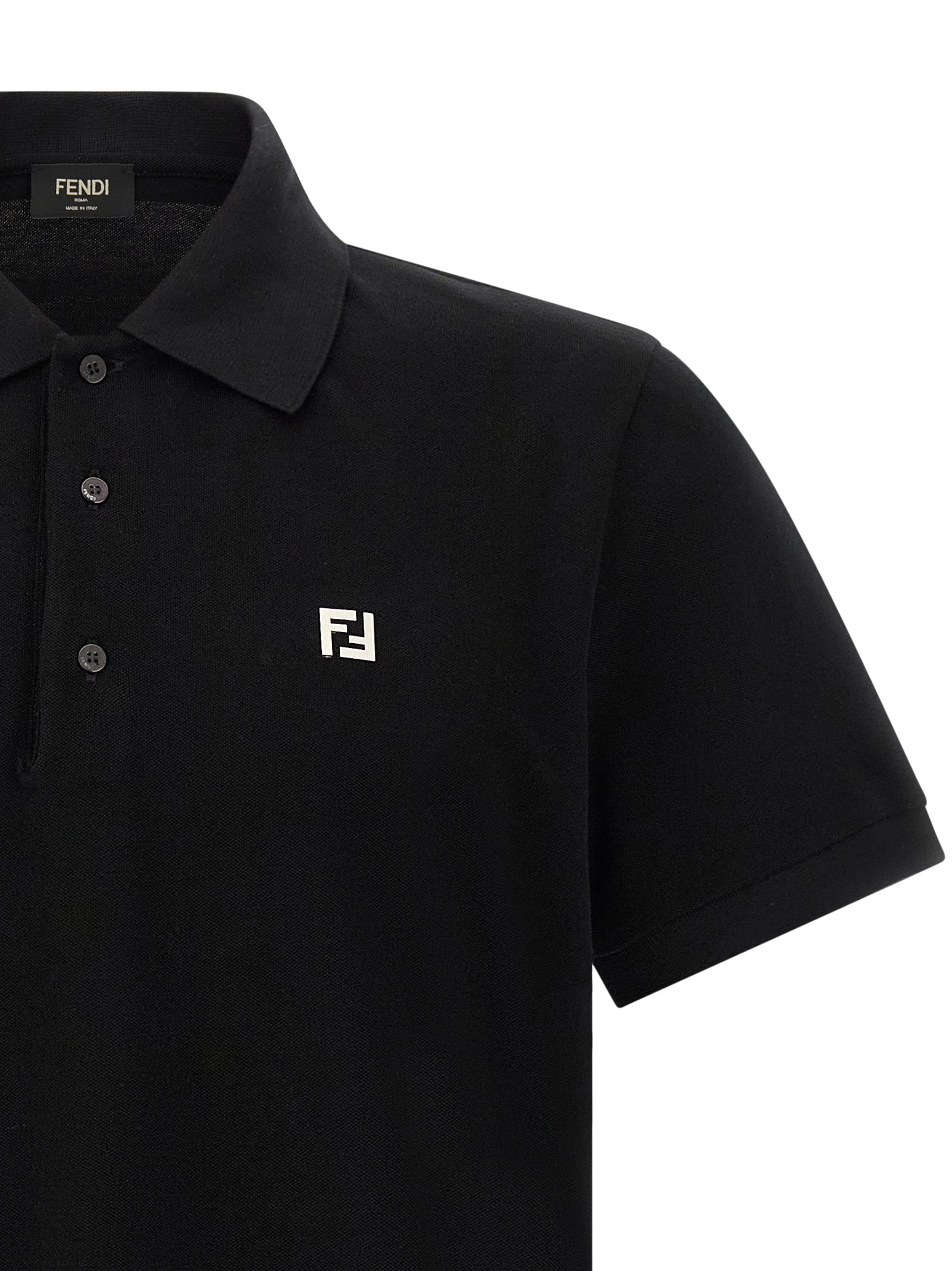Schwarzes Baumwoll-Poloshirt