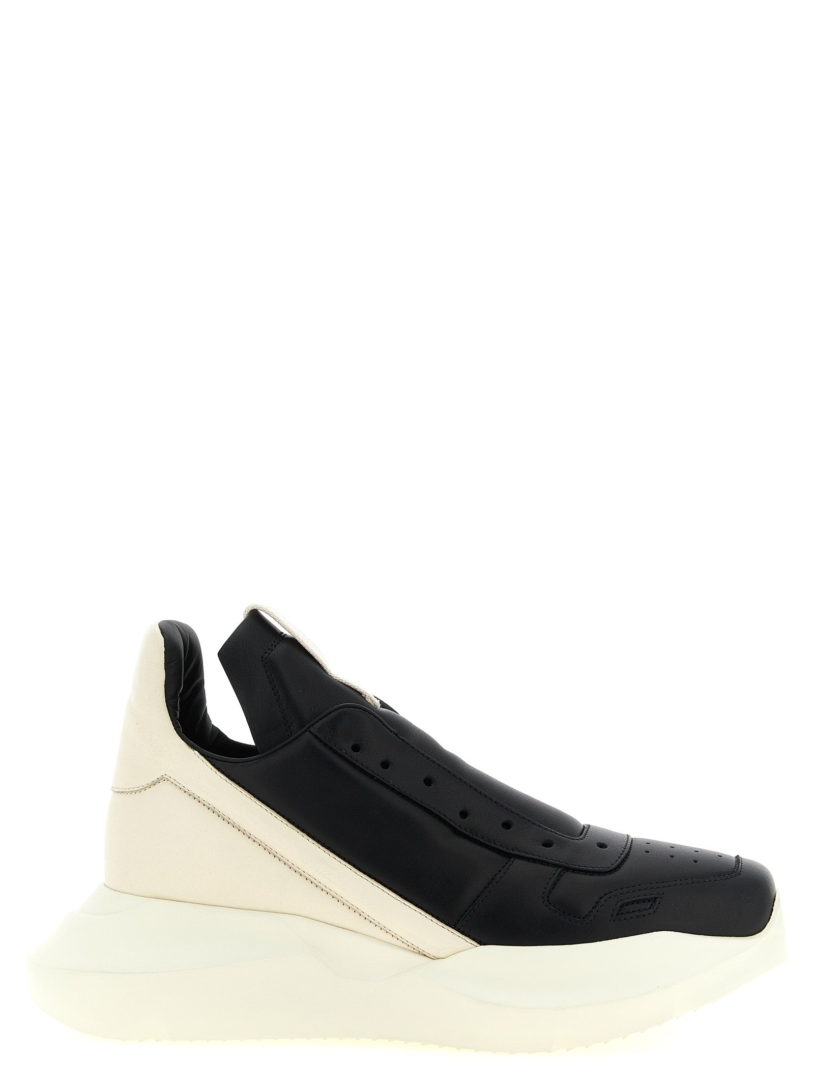 Zweifarbige Kalbsleder-Sneaker mit Chunky-Sohle